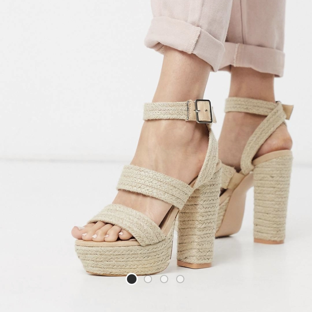 Public Desire Jet Set platform sandal in raffia
